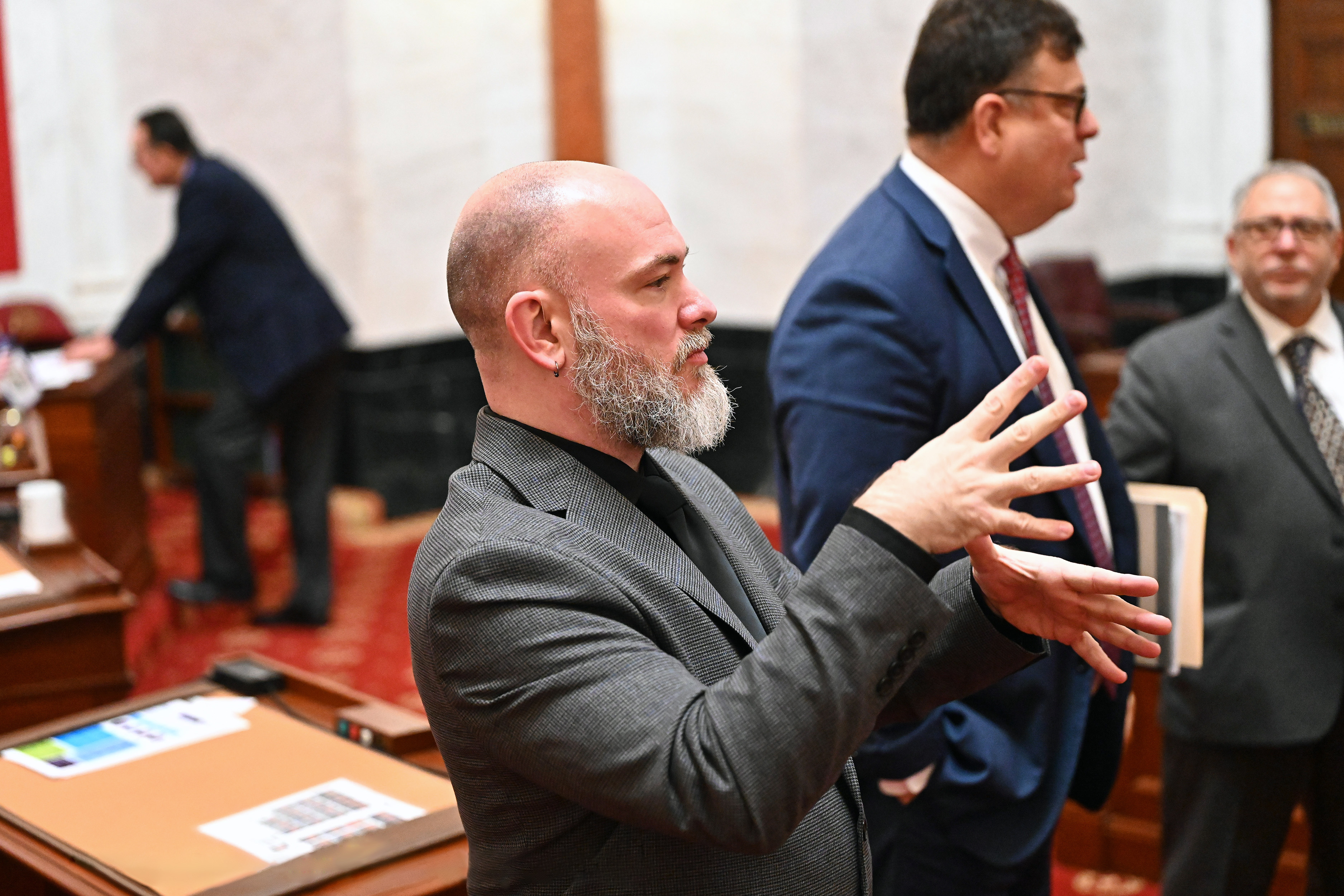 Joshua Reaser interpreting at the West Virginia state legislature